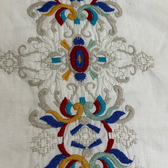 Johnny Was Asymmetrical Blue and White Embroidered Sleeveless Tunic Size M - Picture 6 of 15